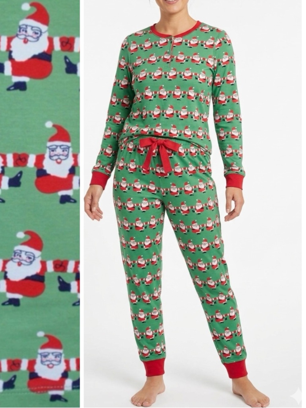 THE BEAUFORT BONNET COMPANY Adult Green & Red Santa Pajama Set Pajamas PJs